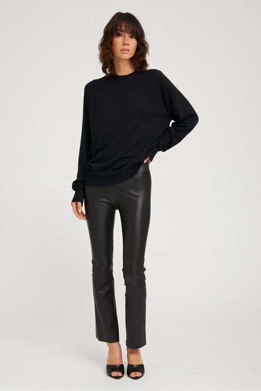 SPRWMN Jackie Leather Ankle Flare Black Size Medium $1275